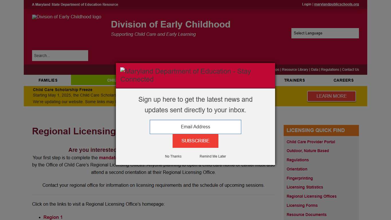 Regional Licensing Offices Division of Early Childhood